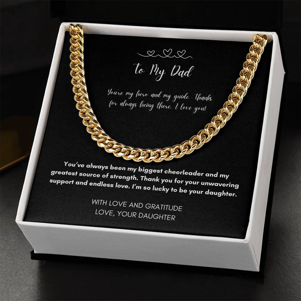 To my Dad |From Daughter| I love You & Gratitude- Cuban Link Chain-Perfect Gift