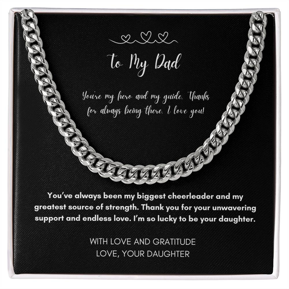 To my Dad |From Daughter| I love You & Gratitude- Cuban Link Chain-Perfect Gift