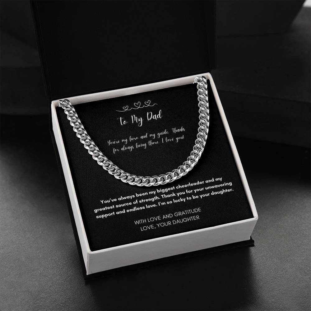 To my Dad |From Daughter| I love You & Gratitude- Cuban Link Chain-Perfect Gift