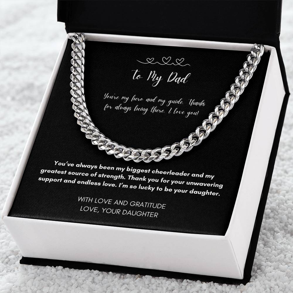 To my Dad |From Daughter| I love You & Gratitude- Cuban Link Chain-Perfect Gift