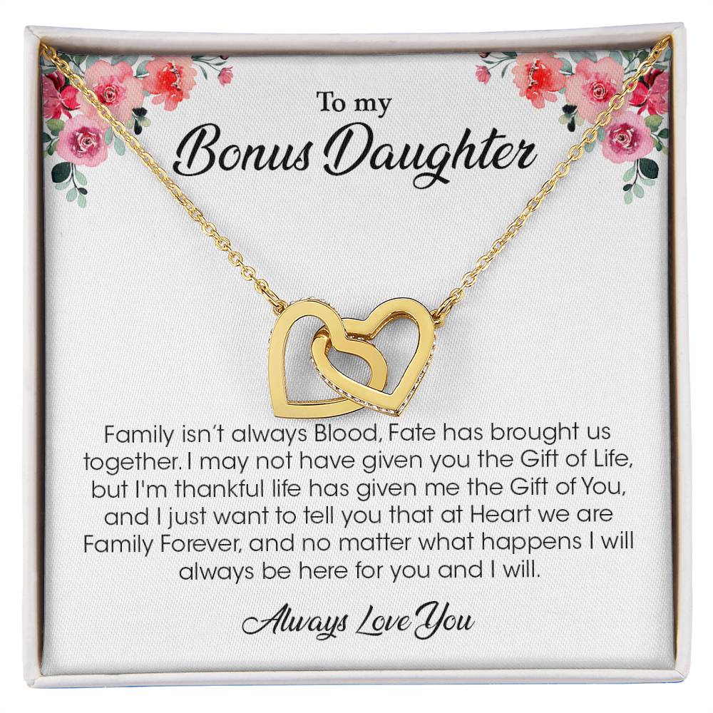 To My Bonus Daughter | Always Love You - Interlocking Hearts necklace