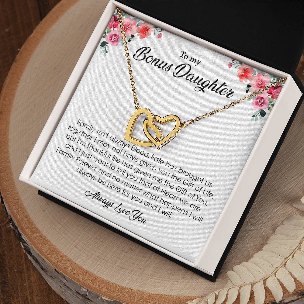 To My Bonus Daughter | Always Love You - Interlocking Hearts necklace