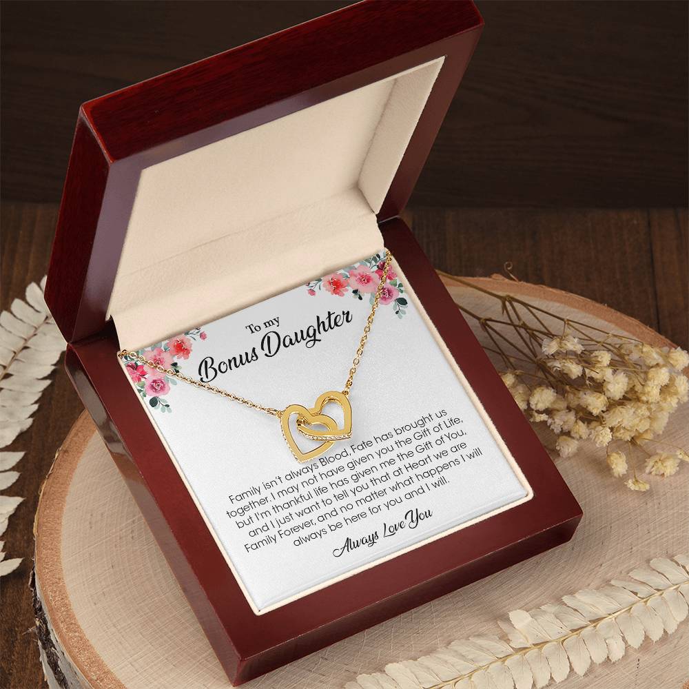 To My Bonus Daughter | Always Love You - Interlocking Hearts necklace