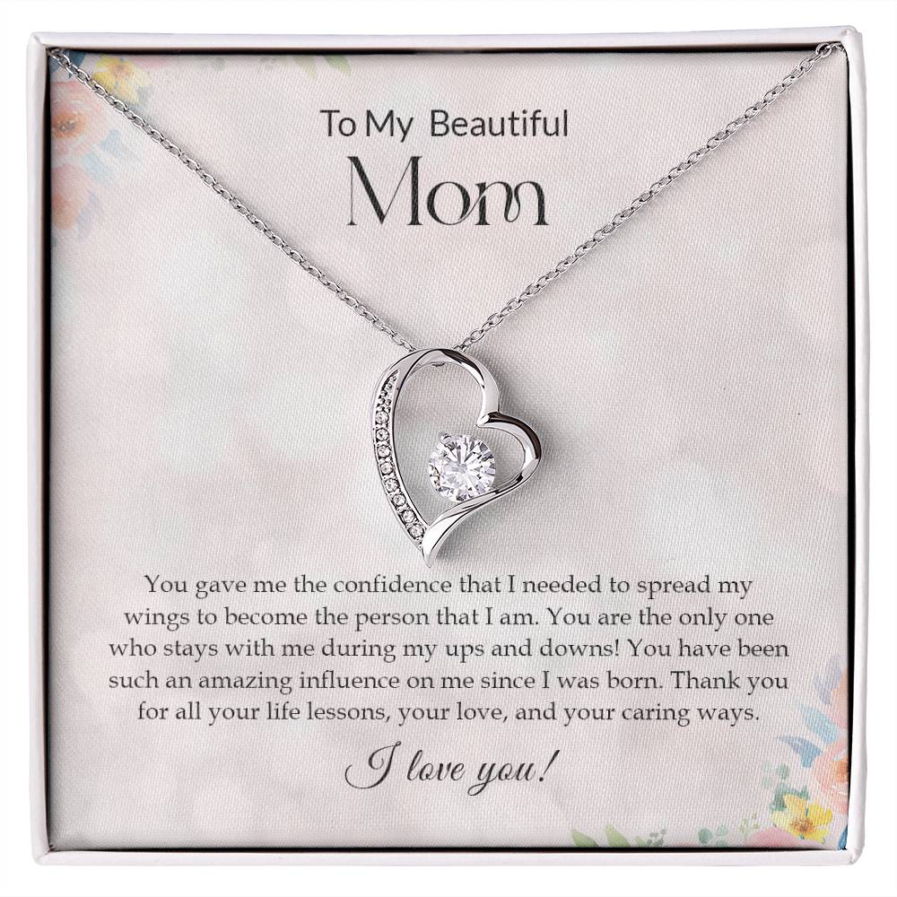 To My Beautiful Mom | I Love You - Forever Love Necklace